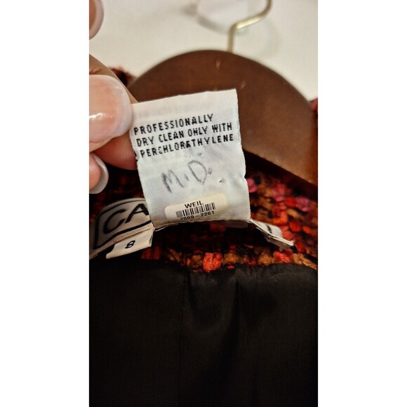 Vtg CARLISLE Wool Blend Colorful Tweed Cropped Blazer Jacket Women Sz 8 Coquette - Picture 4 of 10